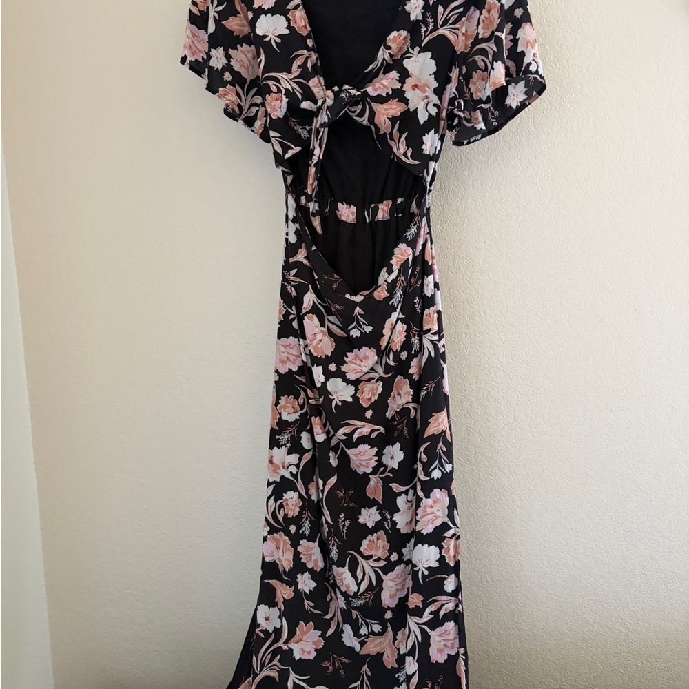Amuse Society Black and Pink Floral Maxi Dress